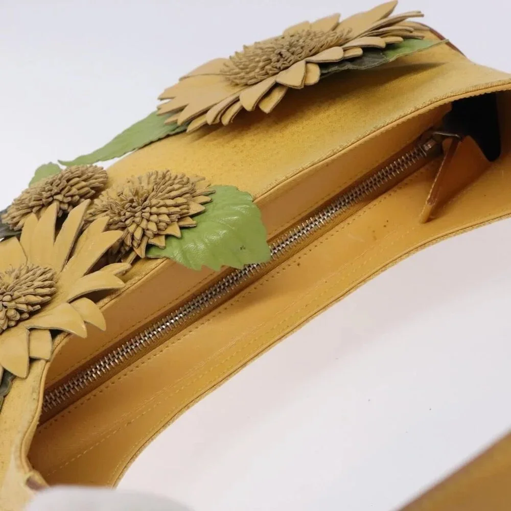 Salvatore Ferragamo Sunflower Shoulder Bag Canvas Yellow Auth 133137 - Picture 7 of 16